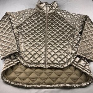 Athleta Whisper Featherless Metallic Oversized Jacket in Gold
